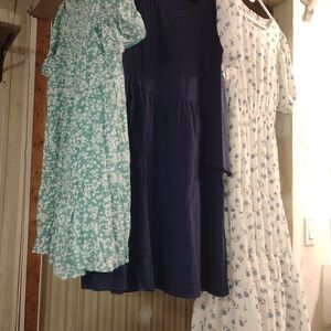 Floral and Solid Dresses Set